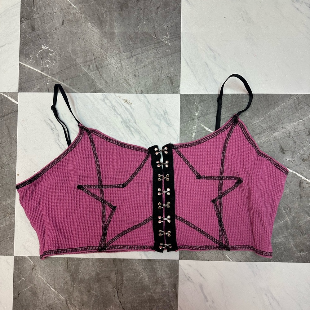 Tunnel Vision Pinkish Purple Star Patterned Ultra Crop Top